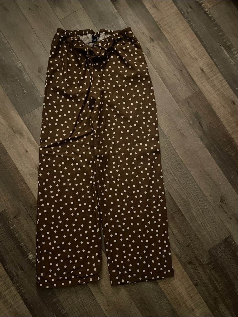 GAP Brown Polka Dot Pull-On Linen Pants